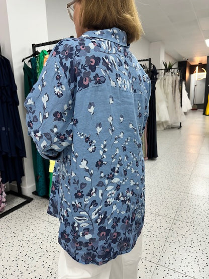 Karina Floral Shirt - Denim