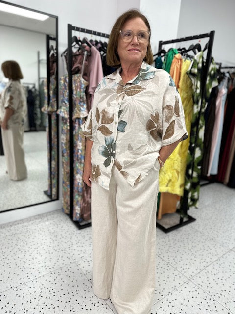 Deni Floral Shirt - Beige