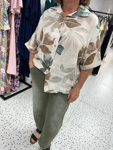 Deni Floral Shirt - Beige