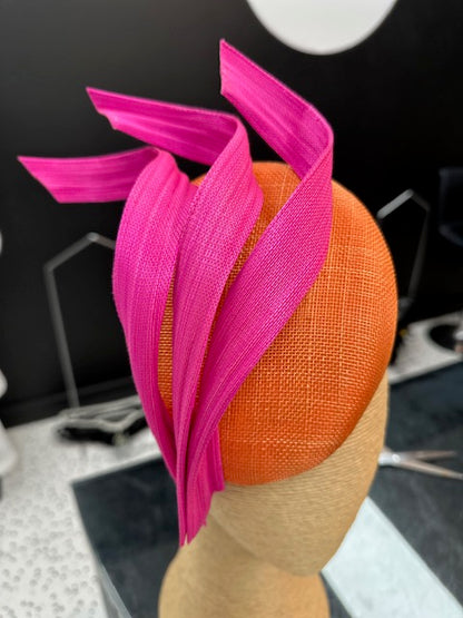 Bespoke Orange & Fuchsia Pillbox Fascinator