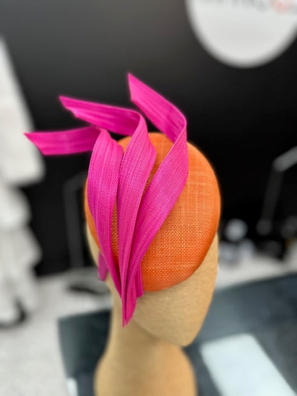 Bespoke Orange & Fuchsia Pillbox Fascinator
