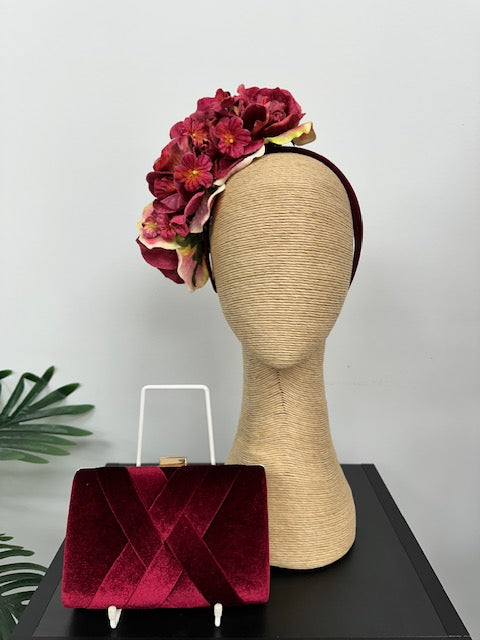Burgundy Wine Flower Headband
