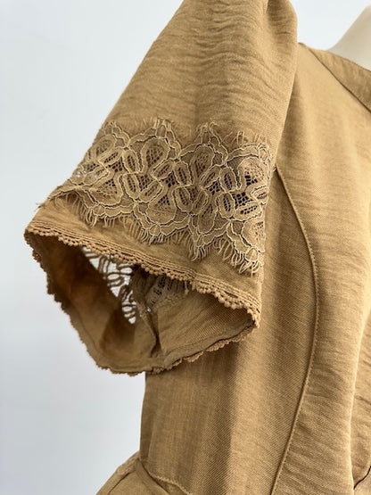 Little Lady Lace Dress - Tan