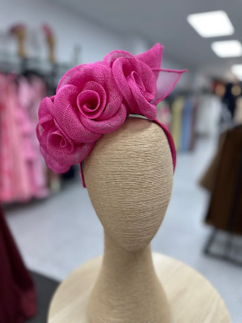 Large Fuchsia Pink Sinamay Flower Fascinator