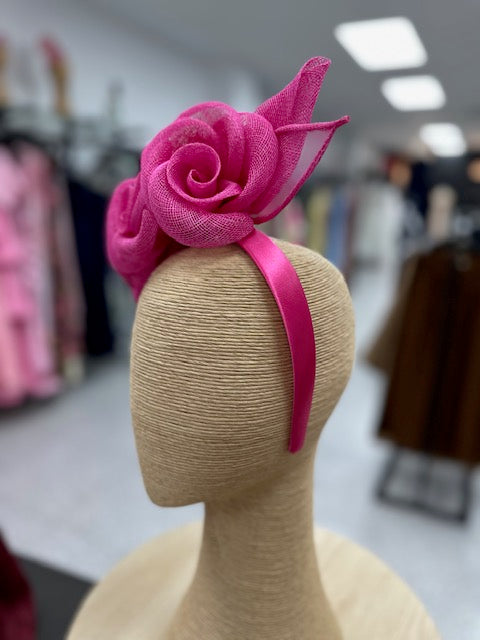 Large Fuchsia Pink Sinamay Flower Fascinator