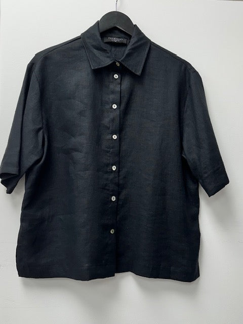 Philosophy Aust. Raza Boxy Linen Shirt - Black