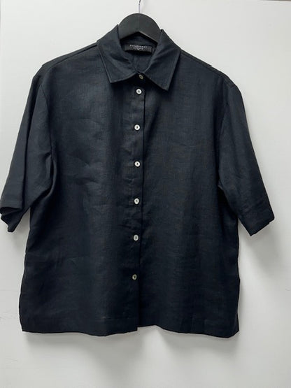 Philosophy Aust. Raza Boxy Linen Shirt - Black