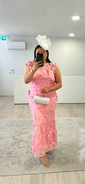Elliatt Monique High Neck Floral Gown - Pink