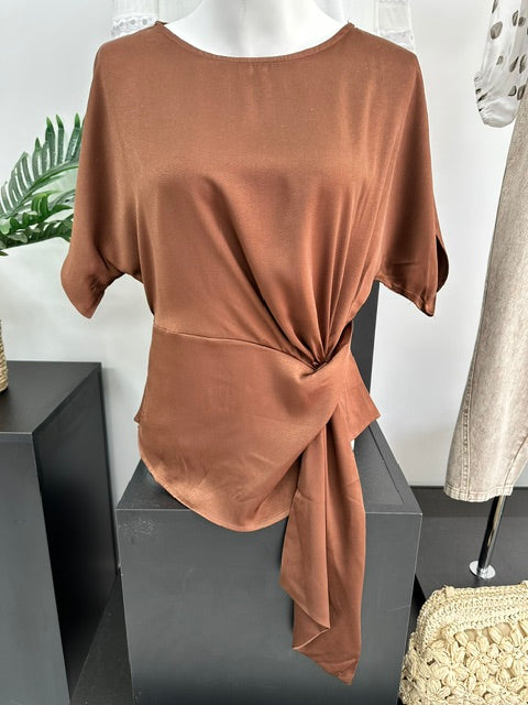 Lux Drape Front Top - Chocolate