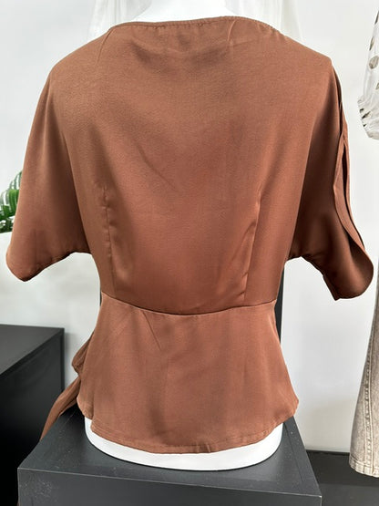 Lux Drape Front Top - Chocolate