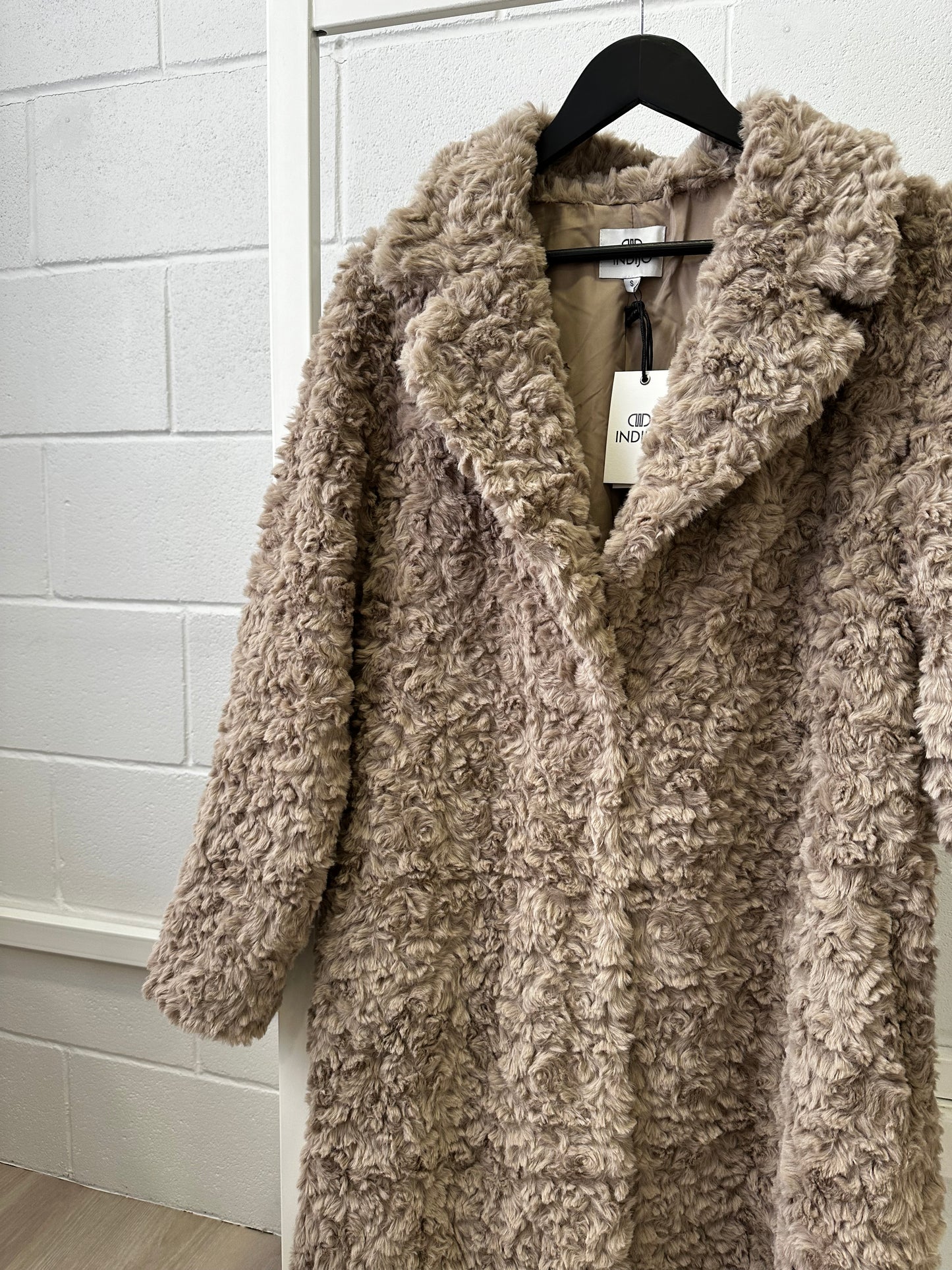 Indijo Milla Faux-Fur Coat - Taupe