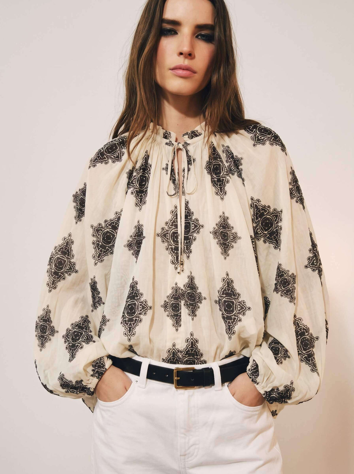 Mosaic Covent Garden Blouse in Cream/Black
