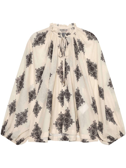 Mosaic Covent Garden Blouse in Cream/Black