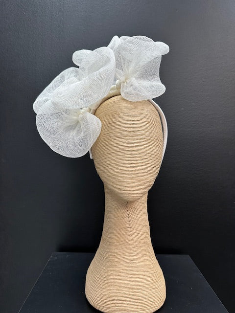 Max Alexander Large White Sinamay Flower Fascinator