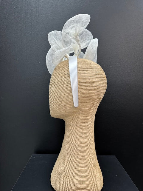 Max Alexander Large White Sinamay Flower Fascinator