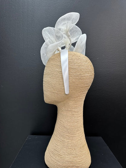 Max Alexander Large White Sinamay Flower Fascinator