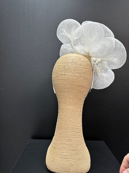 Max Alexander Large White Sinamay Flower Fascinator