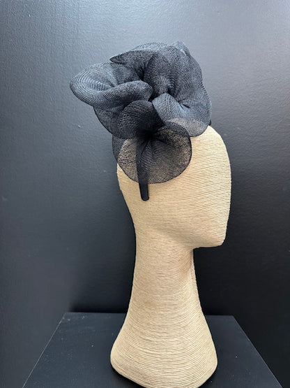 Max Alexander Large Black Sinamay Flower Fascinator