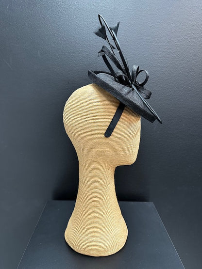 Max Alexander Black Fascinator with Feathers