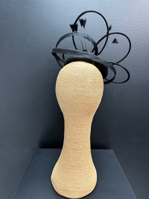 Max Alexander Black Fascinator with Feathers