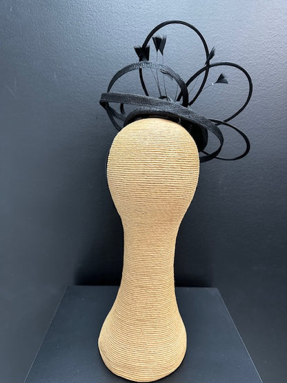 Max Alexander Black Fascinator with Feathers