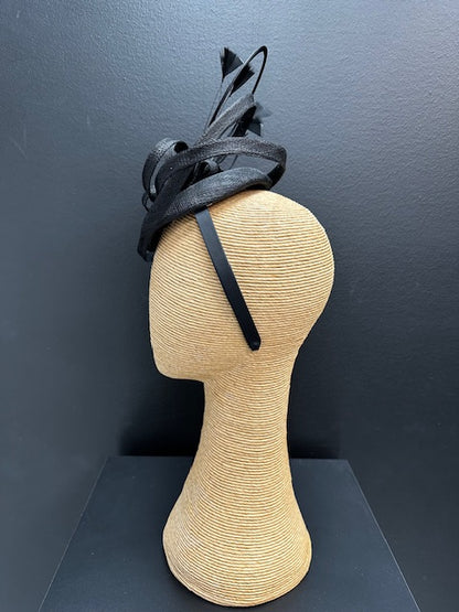 Max Alexander Black Fascinator with Feathers