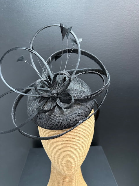 Max Alexander Black Fascinator with Feathers