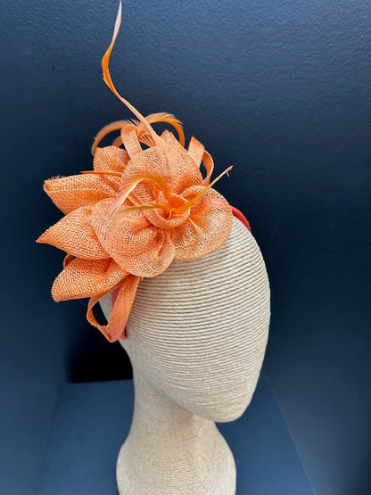 Max Alexander Orange Sinamay Flower Fascinator