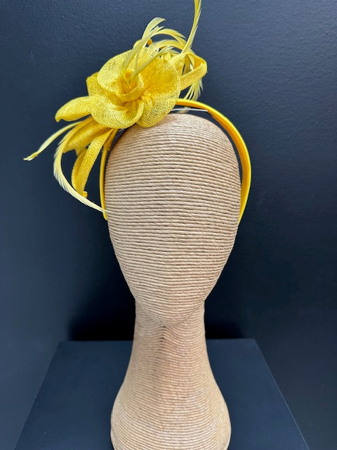 Max Alexander Yellow Sinamay Flower Fascinator