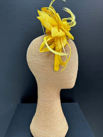 Max Alexander Yellow Sinamay Flower Fascinator