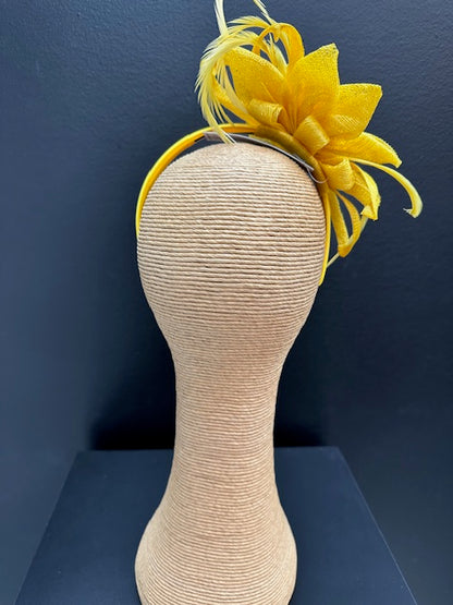 Max Alexander Yellow Sinamay Flower Fascinator