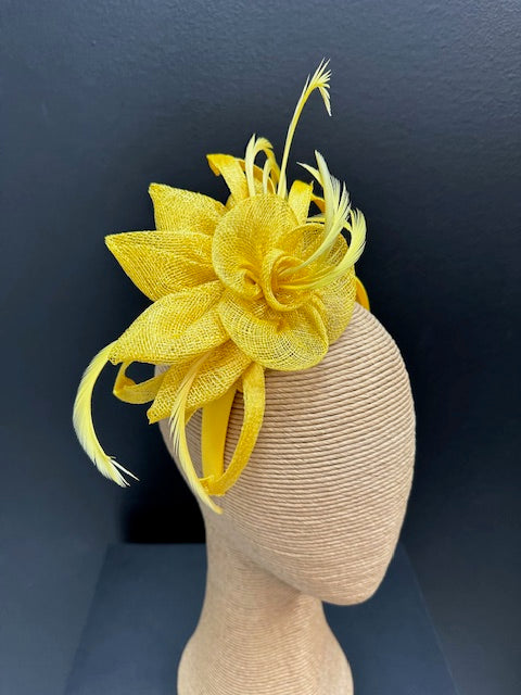 Max Alexander Yellow Sinamay Flower Fascinator