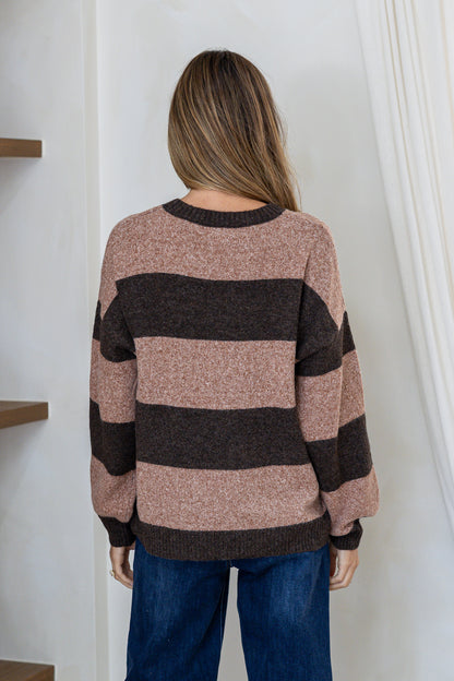 Charli Colour Block Knit - Chocolate/Nutmeg