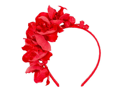 Red Orchid Flower Headband
