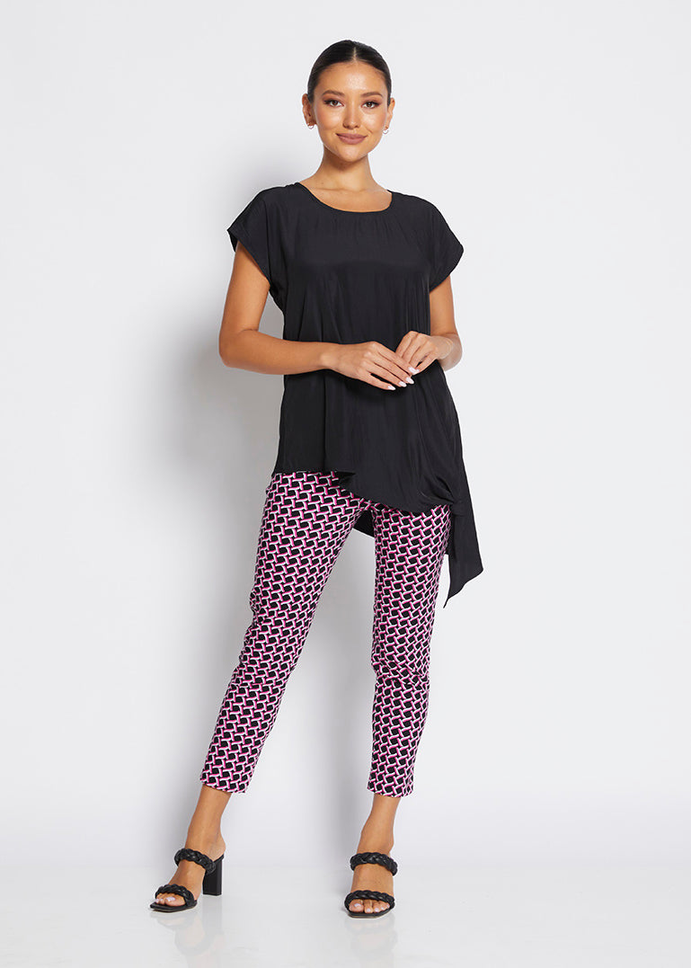 Philosophy Easy 7/8 Bengaline Pant in Pink Lattice