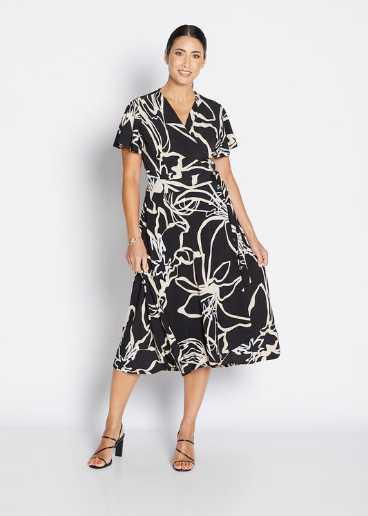 Philosophy Florida Wrap Dress in Black Lotus