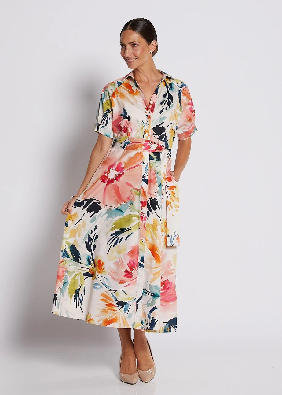 Philosophy Jannie Cotton Printed Midi Shirt Dress
