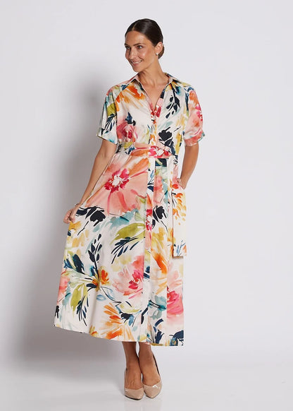 Philosophy Jannie Cotton Printed Midi Shirt Dress
