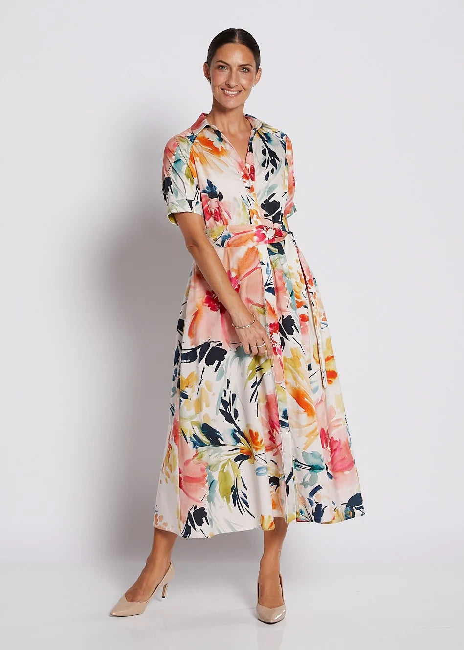 Philosophy Jannie Cotton Printed Midi Shirt Dress