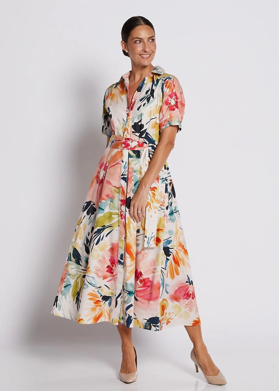 Philosophy Jannie Cotton Printed Midi Shirt Dress