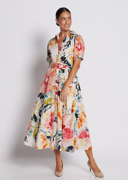 Philosophy Jannie Cotton Printed Midi Shirt Dress