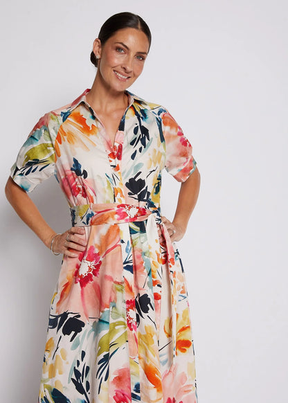 Philosophy Jannie Cotton Printed Midi Shirt Dress