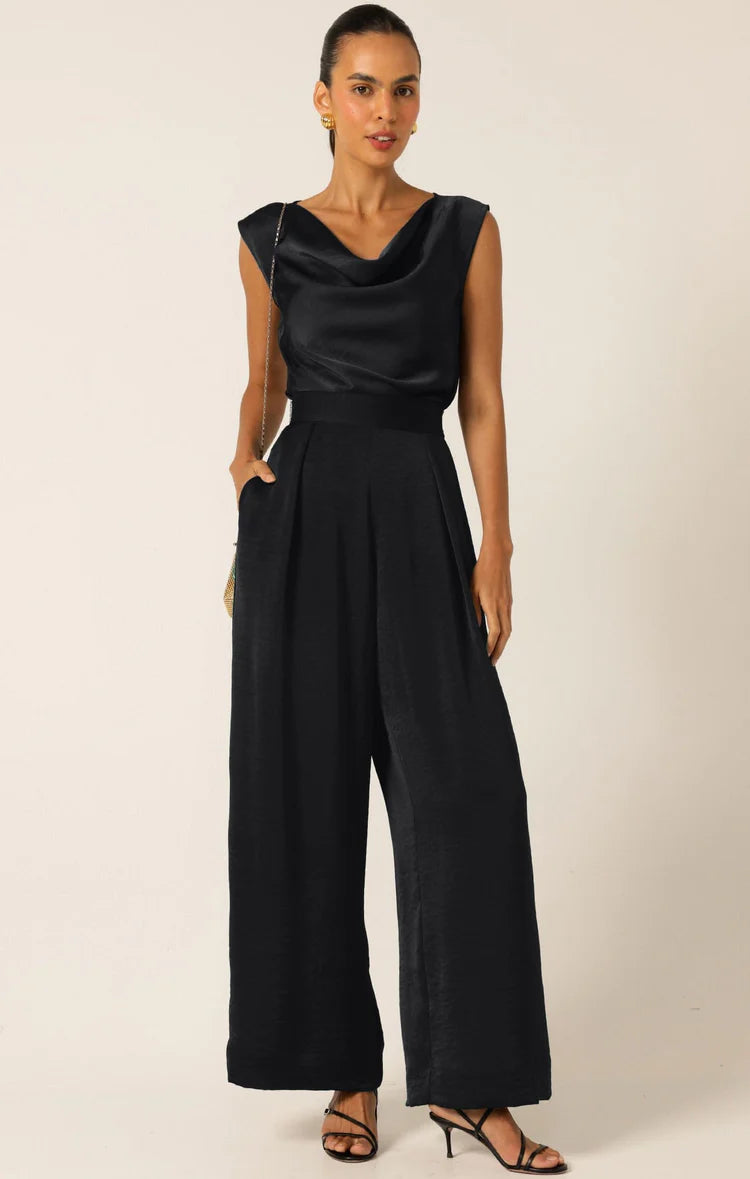 Sacha Drake Luxe Pleated Satin Trouser - Black