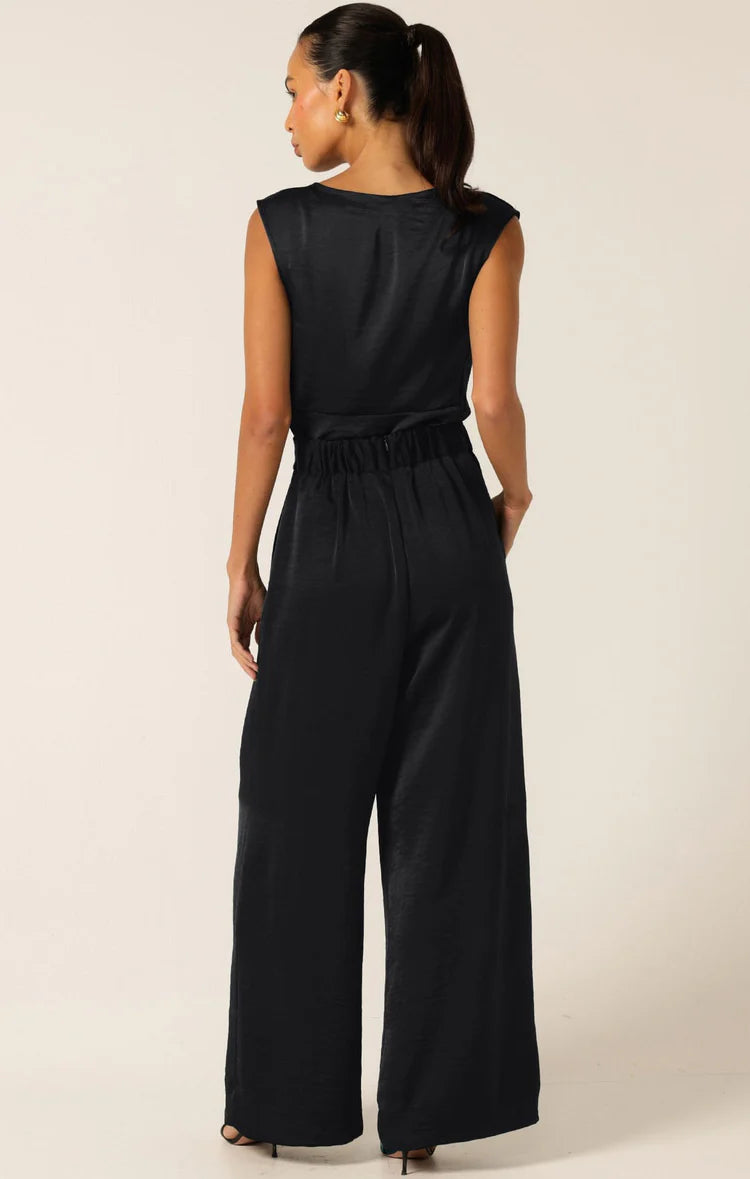 Sacha Drake Luxe Pleated Satin Trouser - Black