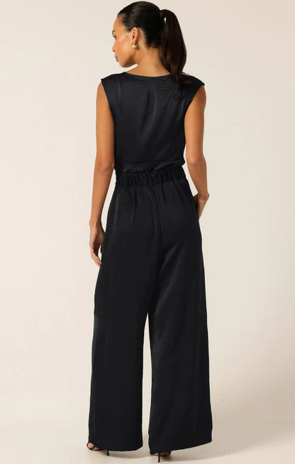 Sacha Drake Luxe Pleated Satin Trouser - Black