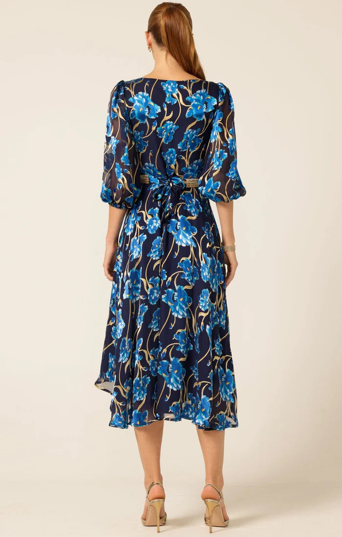 Sacha Drake Linnee Wrap Midi Dress - Blue Iris