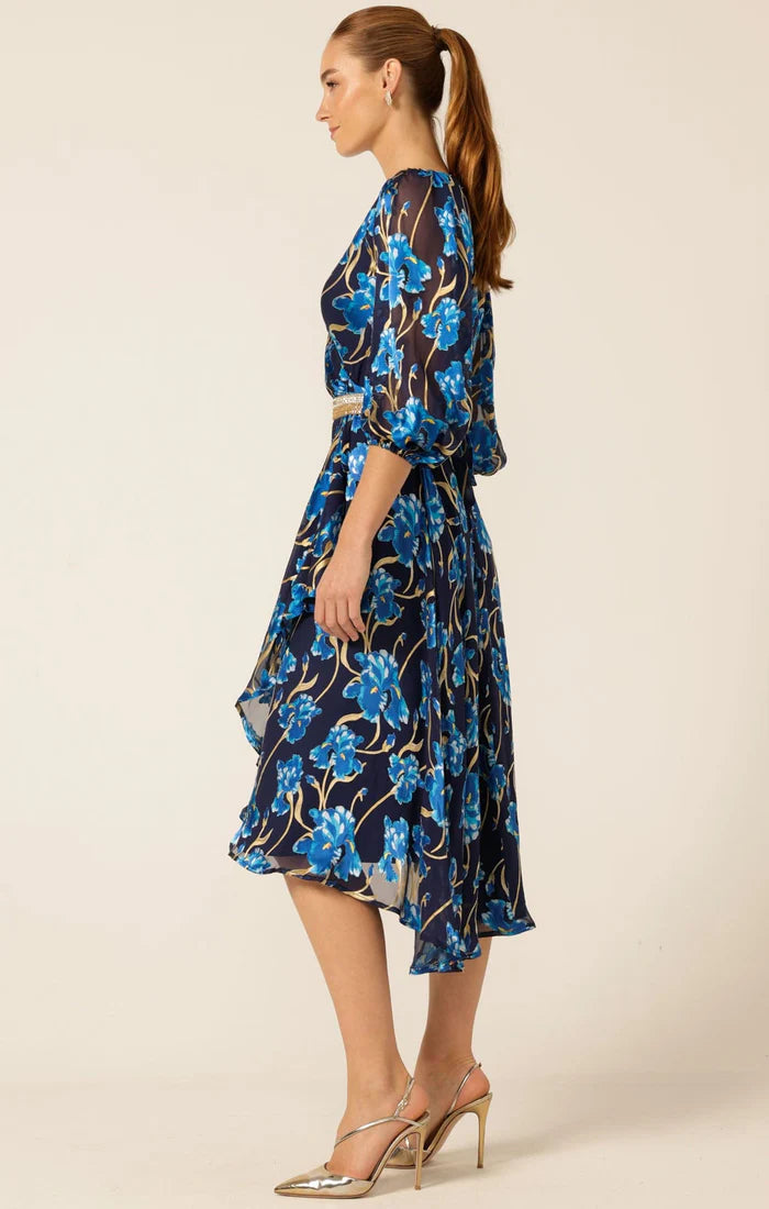 Sacha Drake Linnee Wrap Midi Dress - Blue Iris