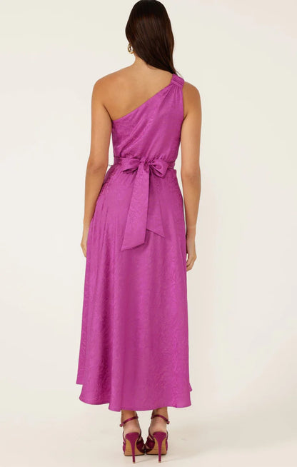 Sacha Drake Orleans One Shoulder Midi Dress in Magenta COMING SOON
