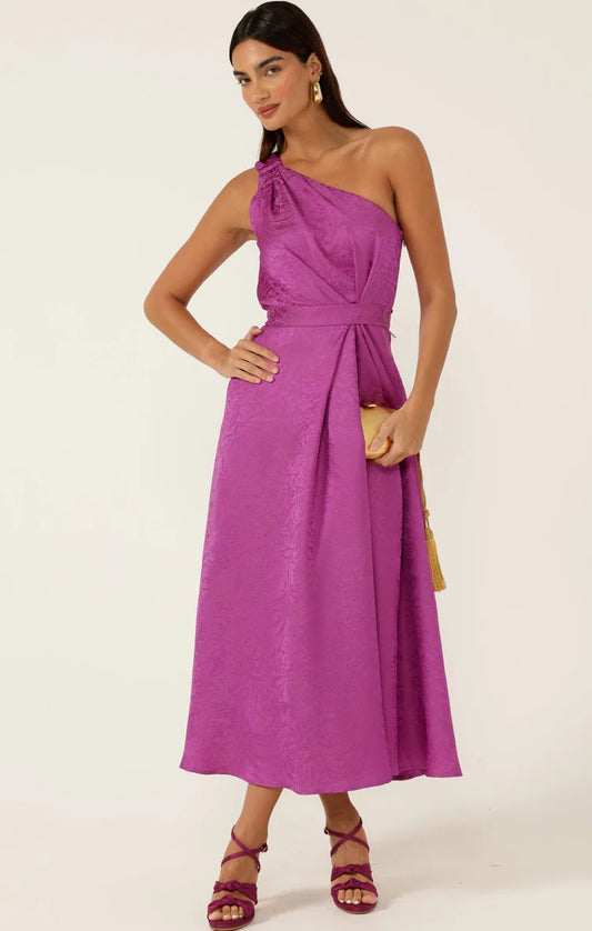 Sacha Drake Orleans One Shoulder Midi Dress in Magenta COMING SOON