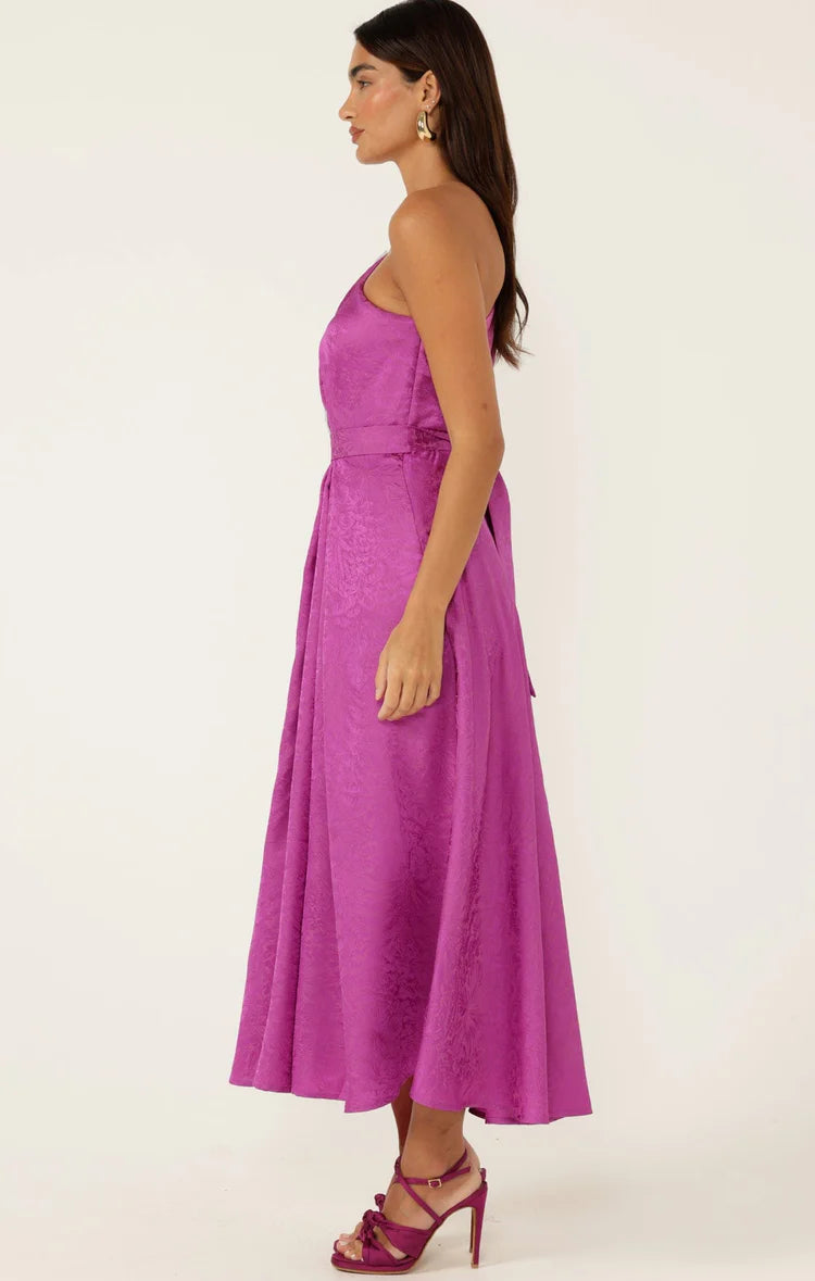 Sacha Drake Orleans One Shoulder Midi Dress in Magenta COMING SOON